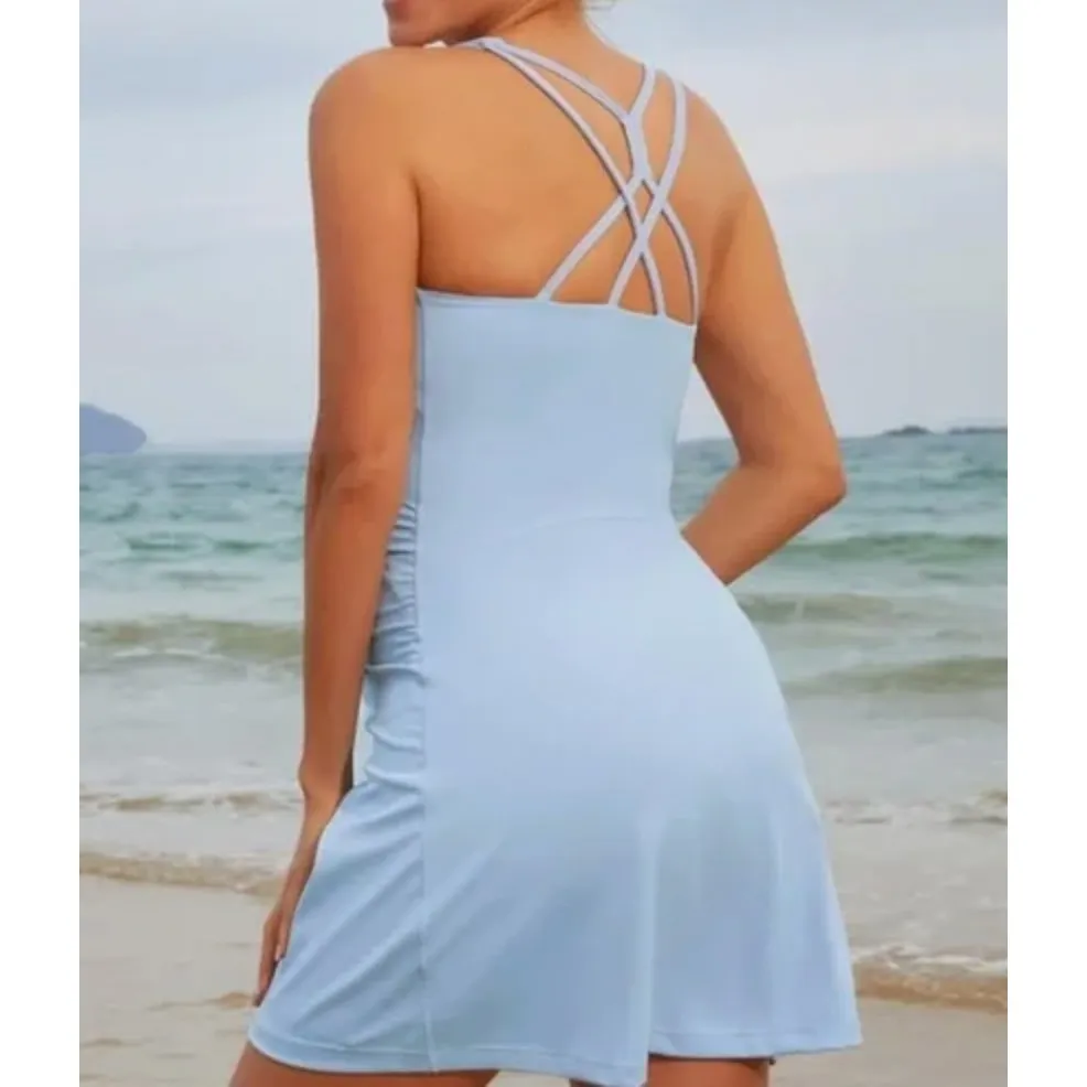 Maacie Maternity Tennis Dress with Shorts and Built in Bra Blue Medium Size undefined - Image 2