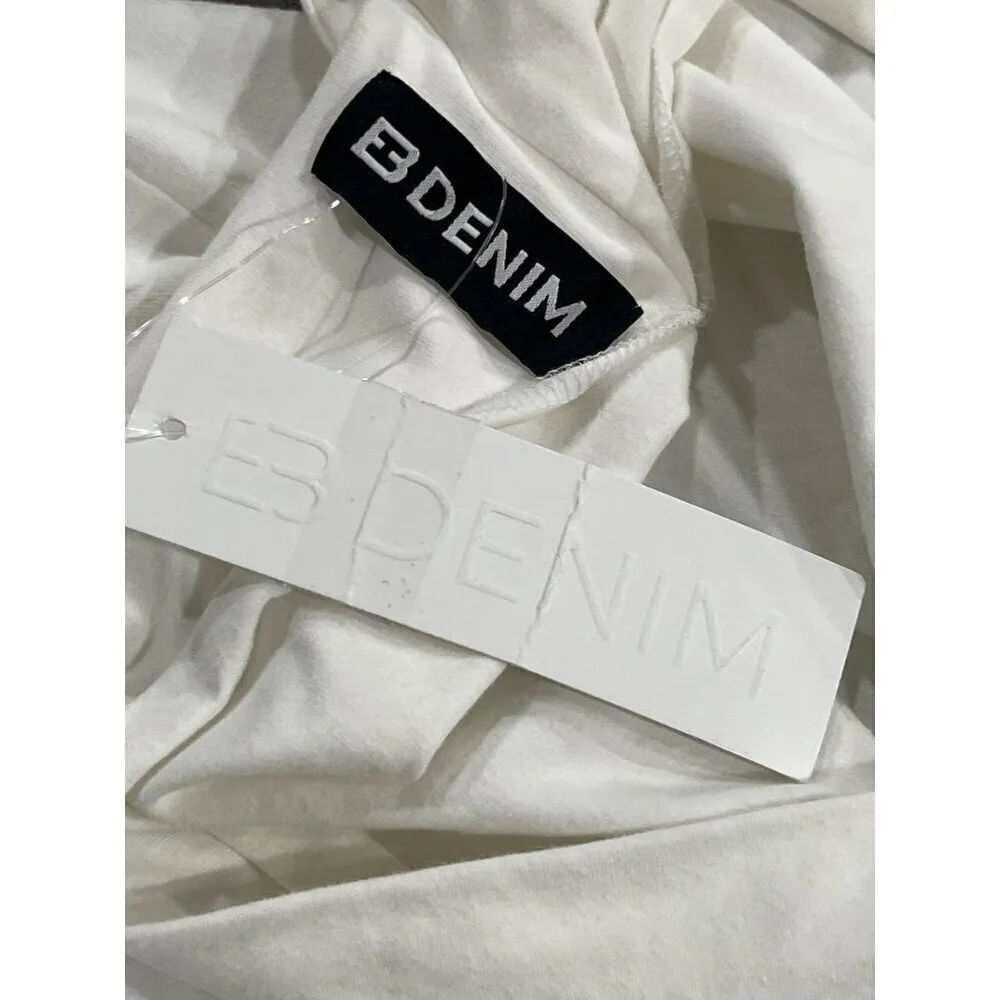 EB Denim Cowl Buckle Dress in White XSmall New Womens Tank mini Bodycon Size XS - Image 9