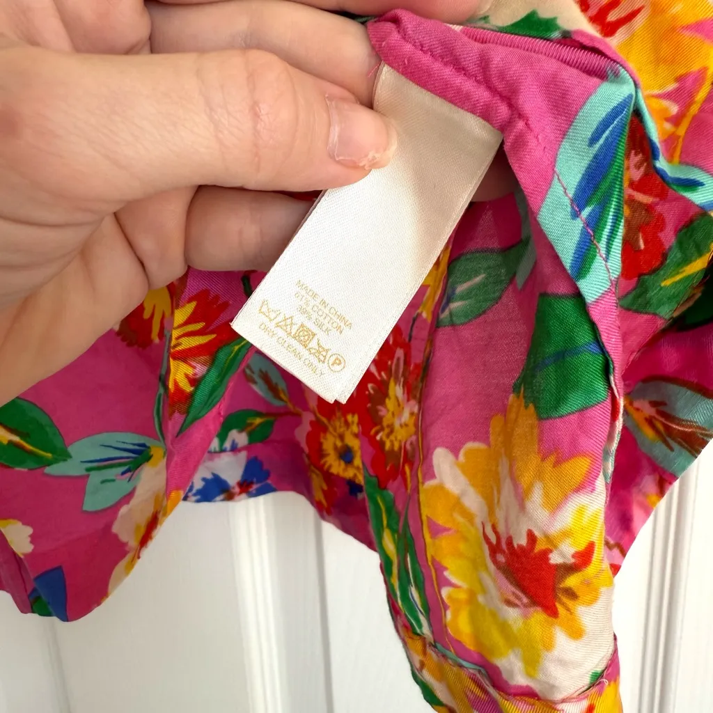 Kate Spade Live Colorfully Floral Pink Sleeveless Top Blouse With Tie Small S - Image 5