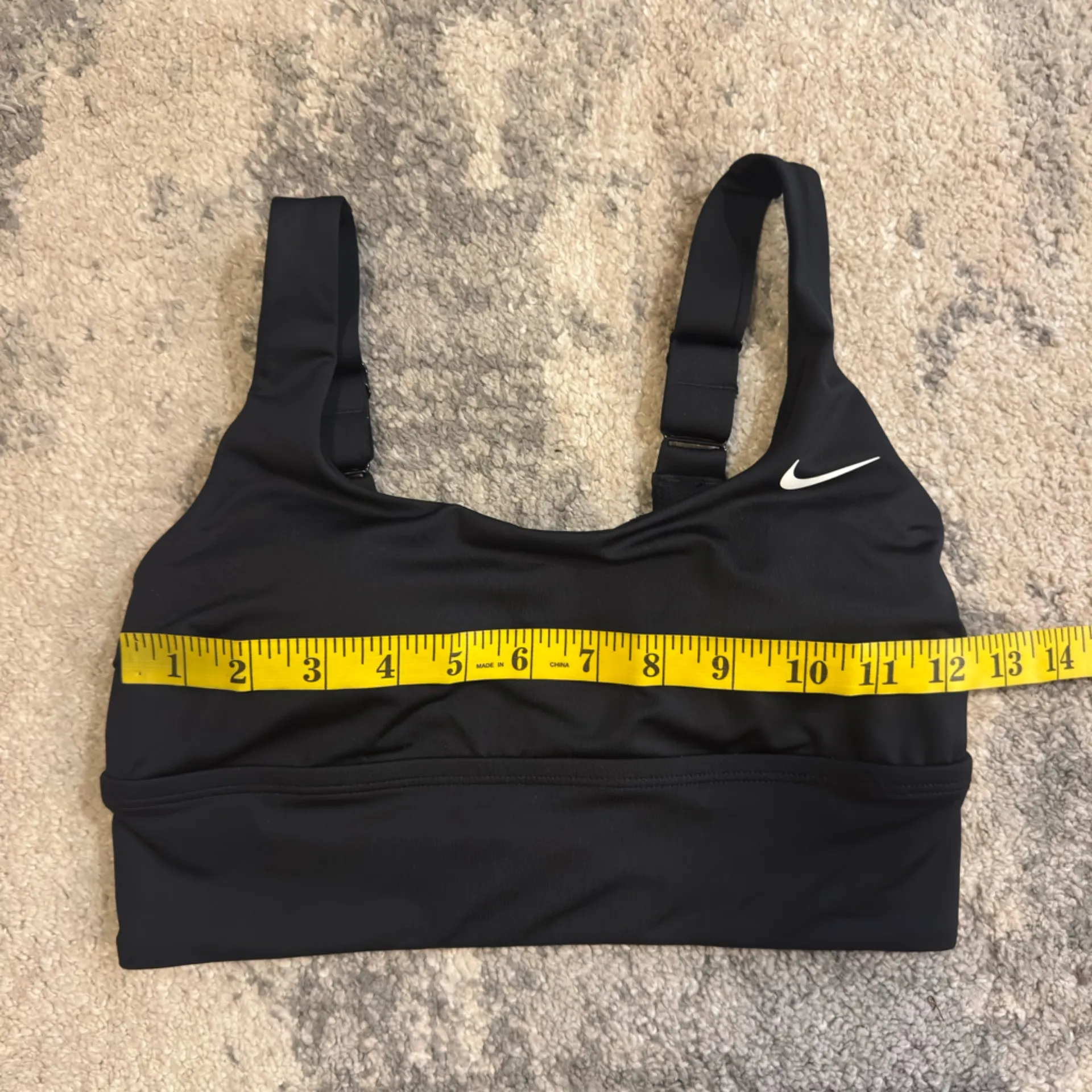 Nike Women's Black Sports Bra with White Swoosh - Image 2