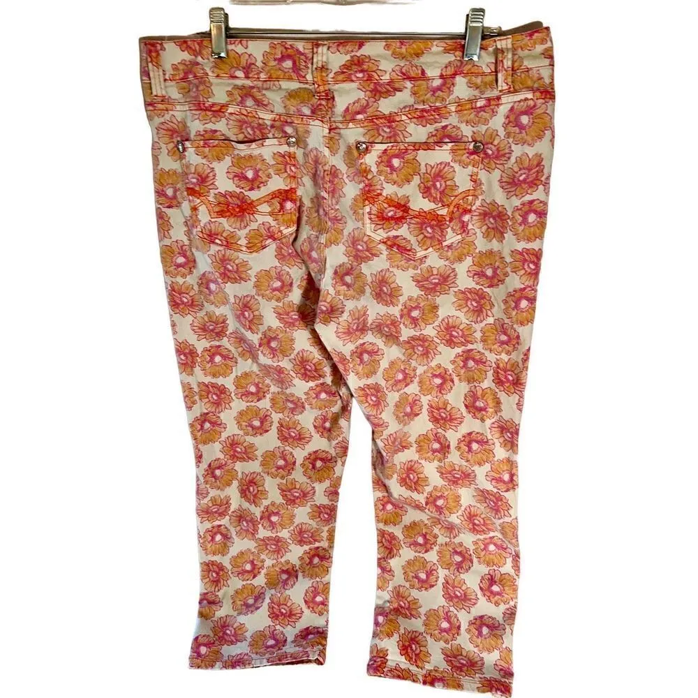 Nine West Vintage American Crop Pants, Size 14/32 Missy, Boho, Flower Print - Image 2