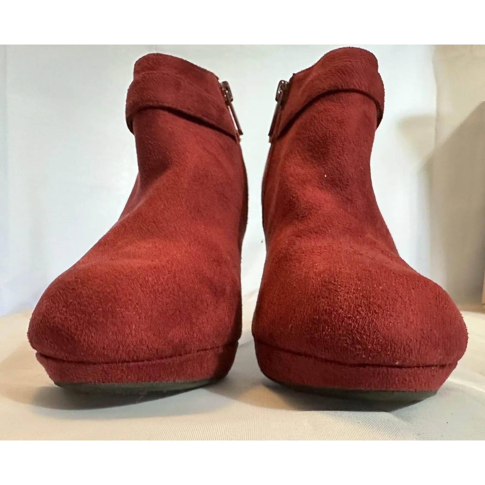 Impo Booties Red Faux Suede Tootie Heels Buckle Ankle Boots Shoes Size 10M - Image 8