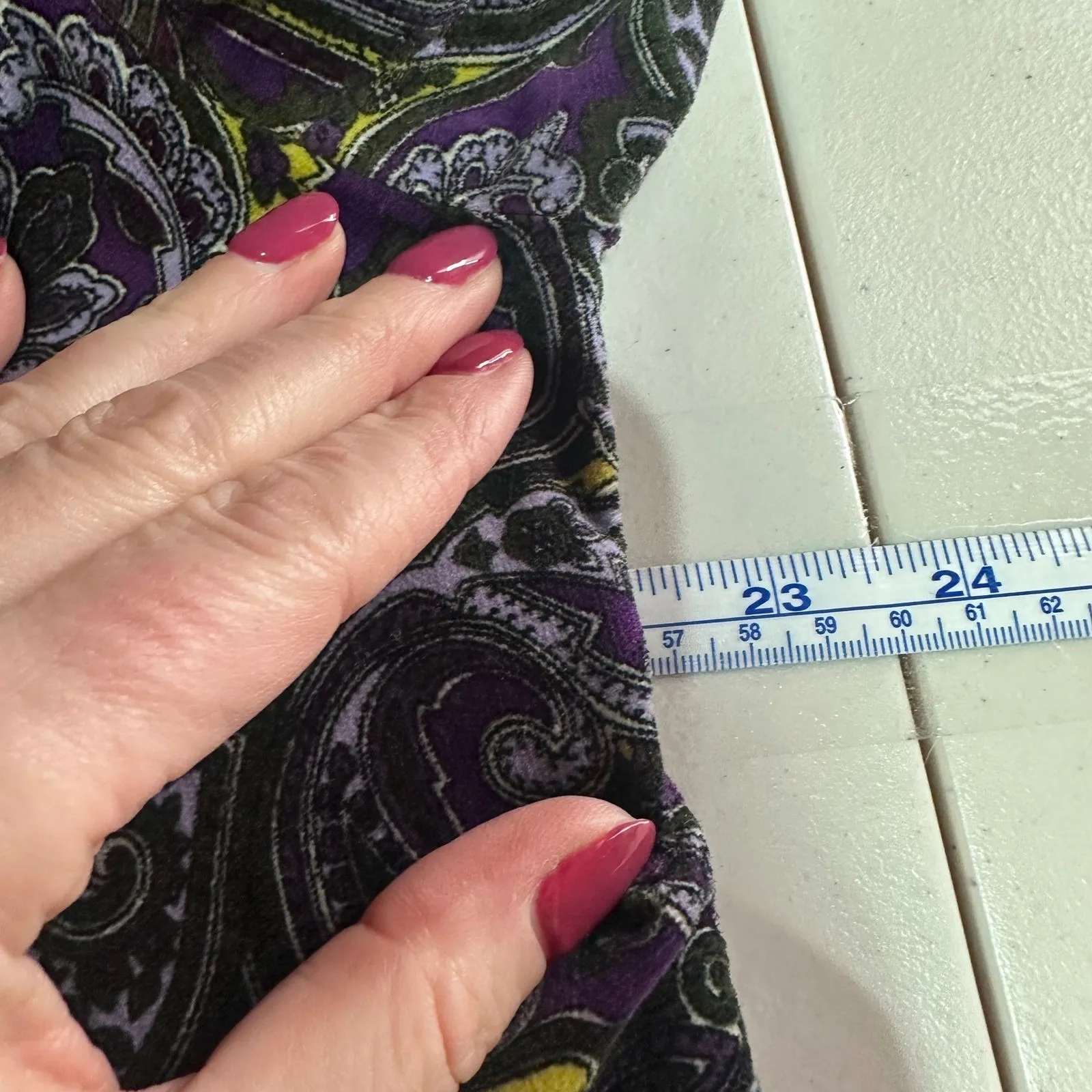 Talbots Woman Paisley Print Blazer Jacket Purple Yellow Black Size 14W velvet - Image 11