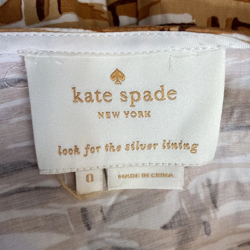 Kate Spade Womens Basket Weave Print Poplin Mini A Line Dress Brown Size 0 - Image 14