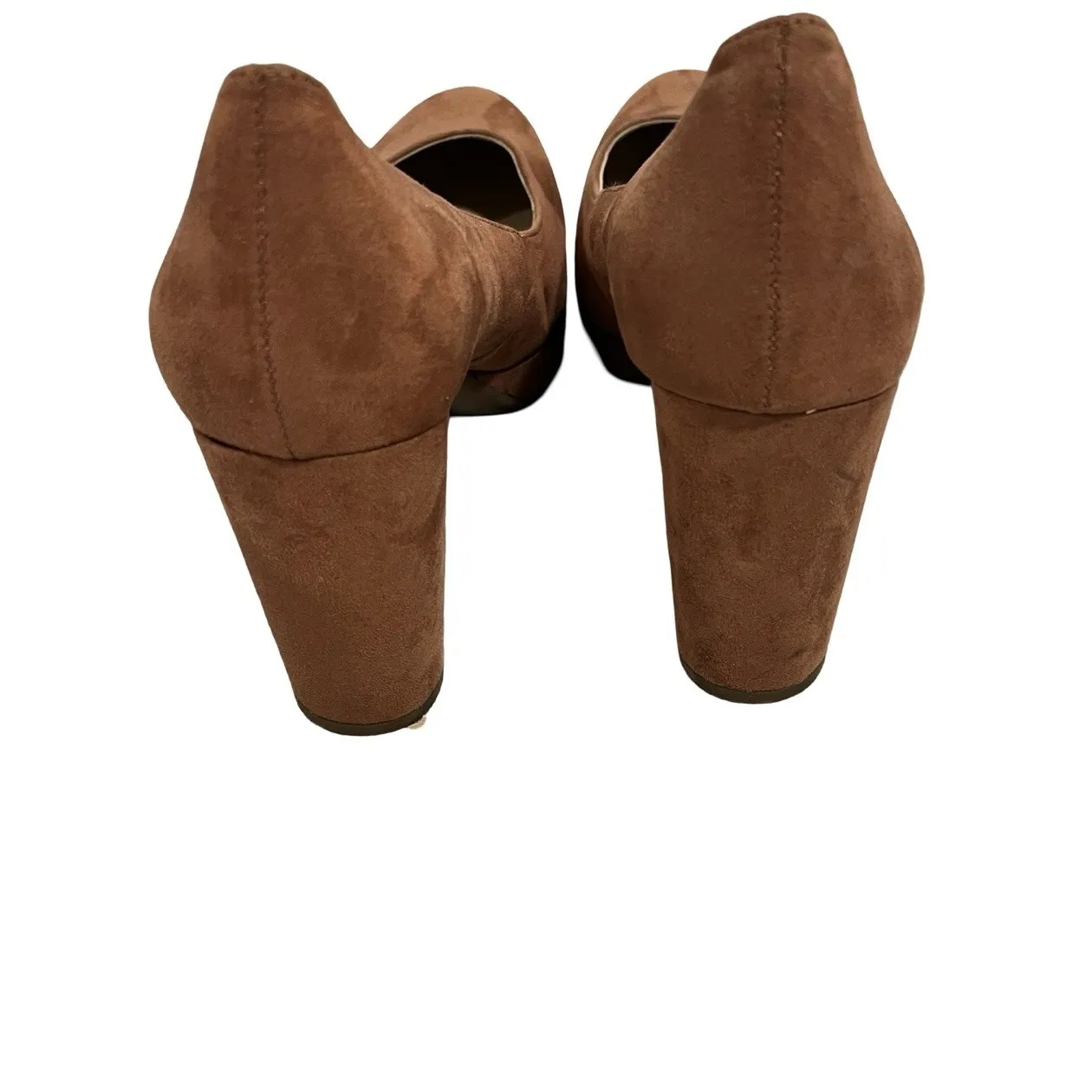 Womens Naturalizer Berlin Tan Faux Suede Slip On Block Heel Pumps Size 11 M - Image 4