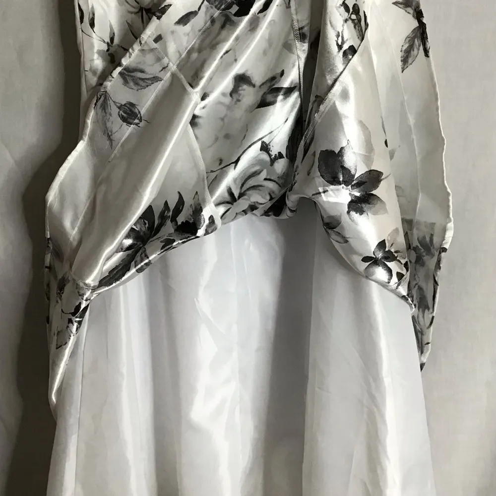 Black Lace Beaded Halter Top &‎ Floral Print Maxi Skirt Two Piece Formal - Image 3