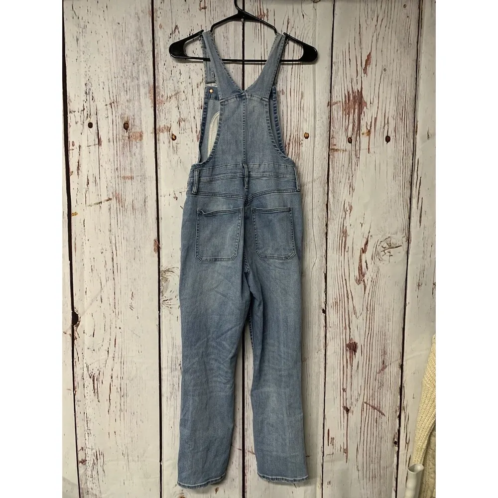 Madewell Bayfront Crop Denim Front Button Pocket Overalls - Blue / Size Medium - Image 4