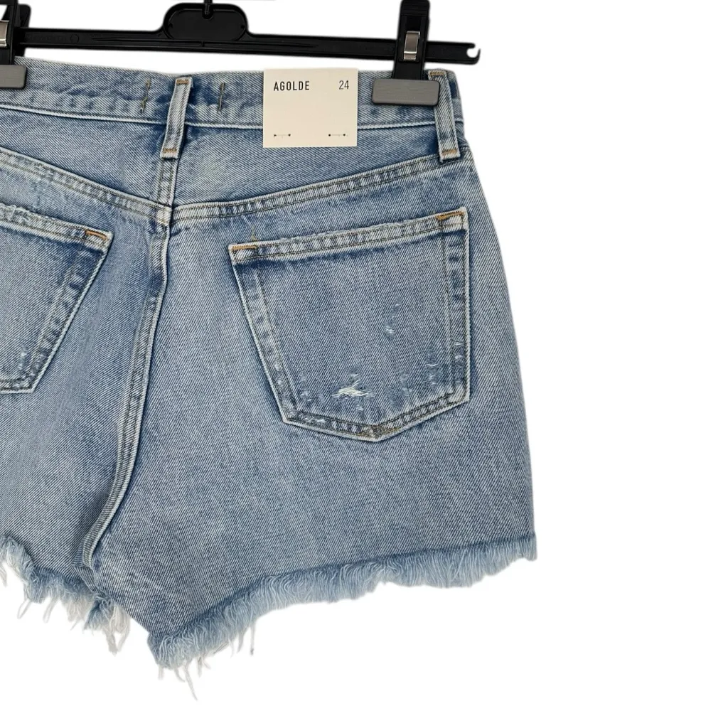 AGolde Parker Vintage Cut Off Shorts in Swapmeet Light Wash size 24 NWT Raw Hem - Image 8