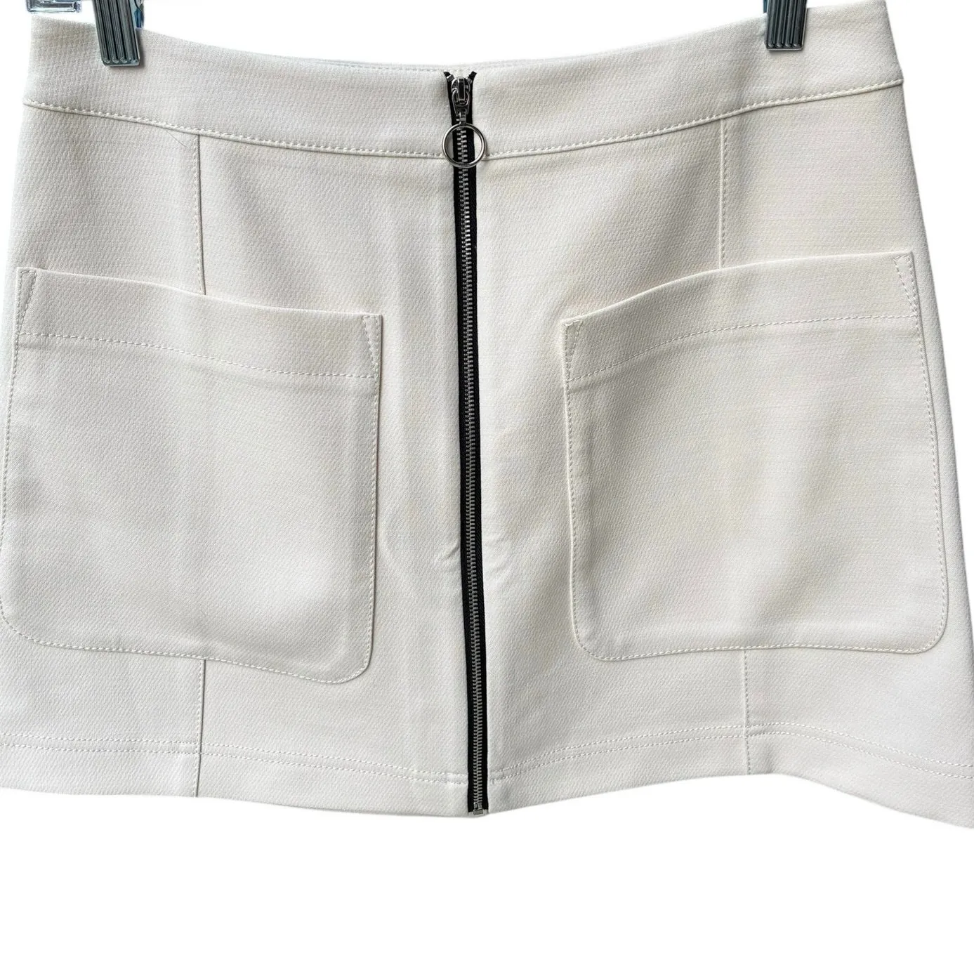 Rachel Roy Skirt Pockets Zip Up Mini Off White Black Silver Zipper Sz 4 NWT NEW - Image 2