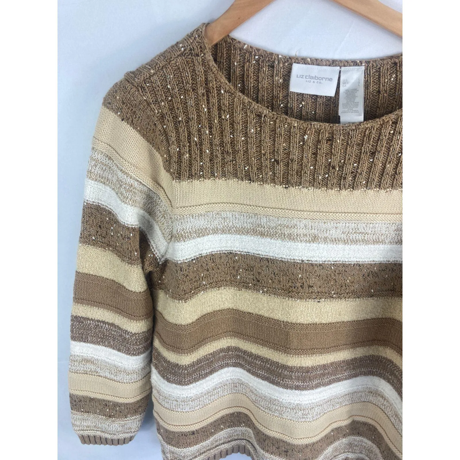 Liz Claiborne Mixed Stripe Knit Sweater Size Large - Image 4