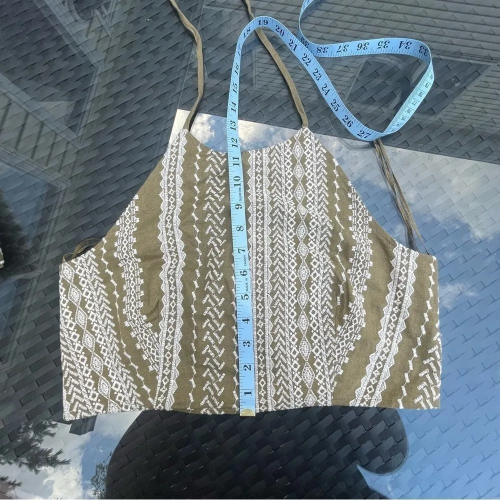 House of Harlow 1960 x Revolve linen embroidered shorts & crop top matching set Green Size M - Image 9