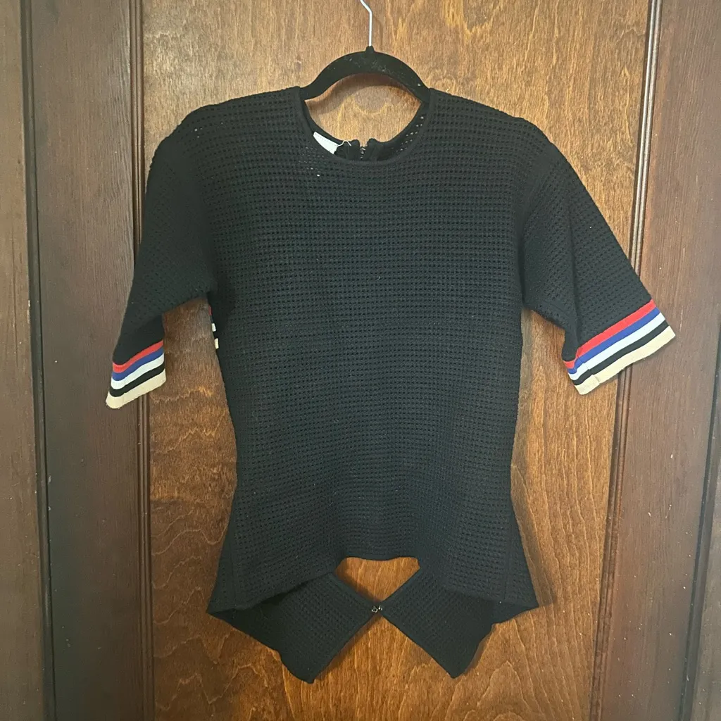 P.E Nation Grand Slam Mesh Knit Top Size L Black Size L - Image 3