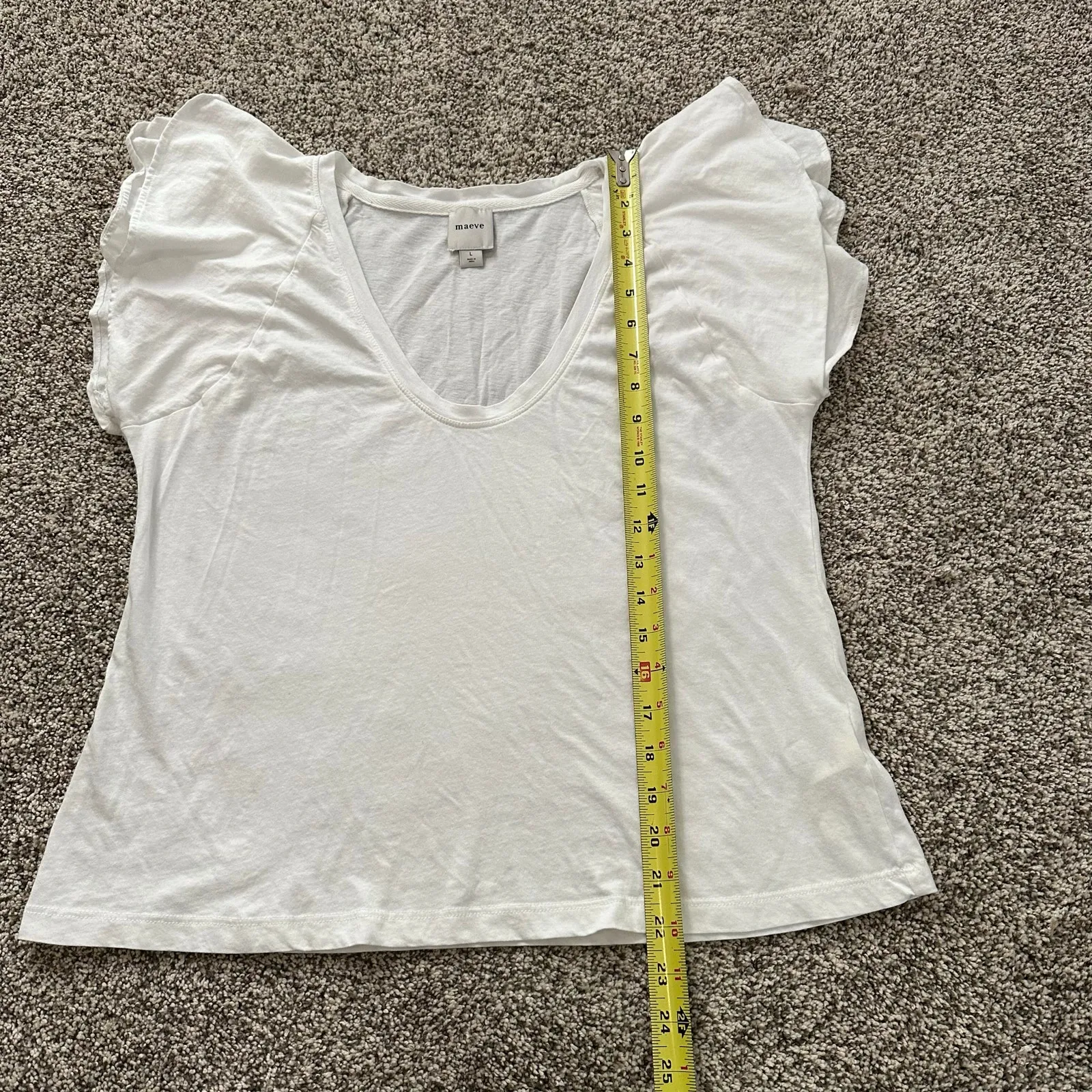 Maeve Anthropologie white short-sleeve cotton top size L - Image 11