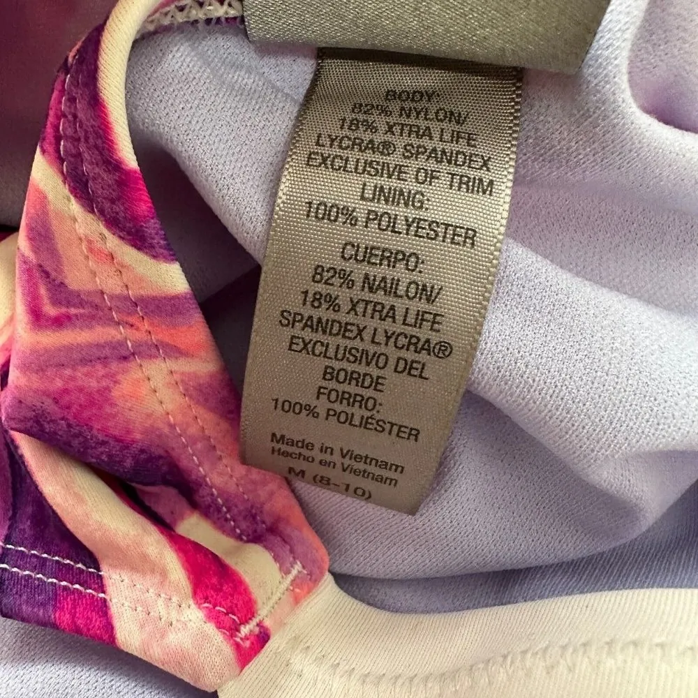 Champion Swimsuit Medium 8-10 One Piece Bathing Suit Purple Pink White Womens - Image 4