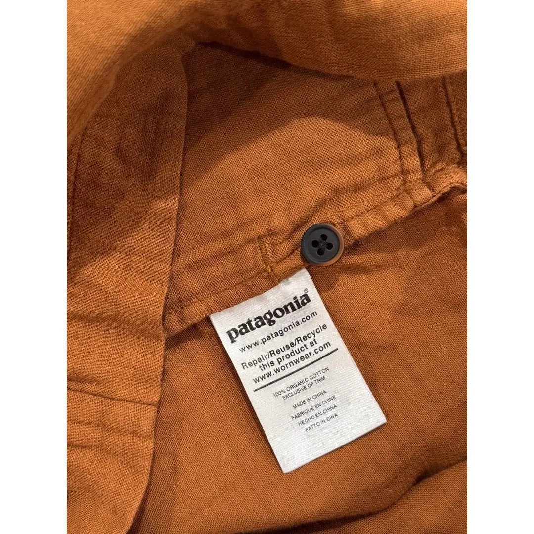 Patagonia Womens Romper Brown V Neck Organic Cotton Gauze Playsuit Tie Bow XS - Image 11