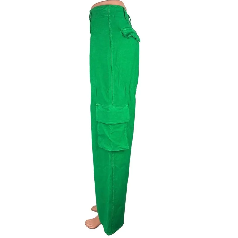 Aritzia Wilfred Free Green Cotton High Rise Ankle Cargo Wide Leg Pants Size 8 - Image 2