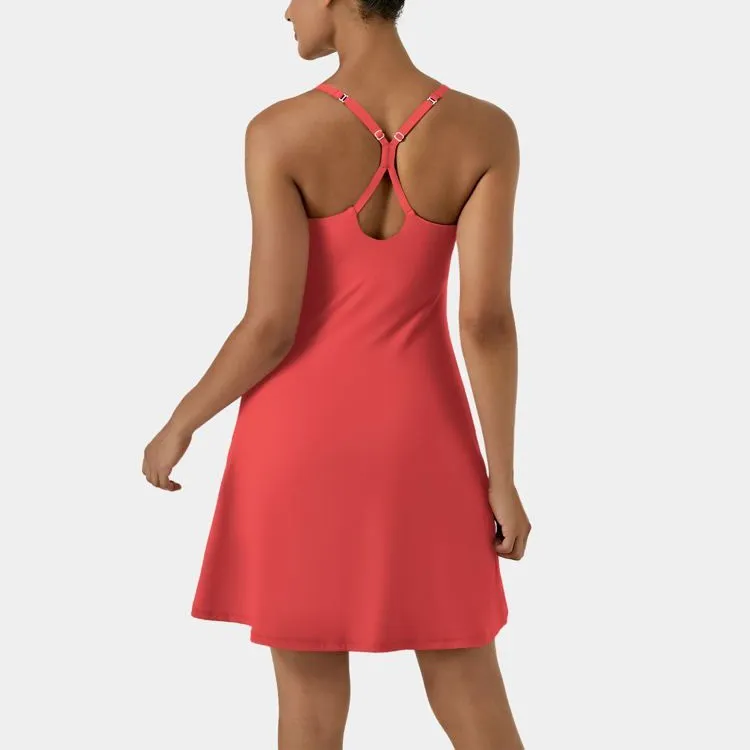 NWT  Poinsettia Red Softlyzero Backless Cut Out Active Dress Size Large - Image 2