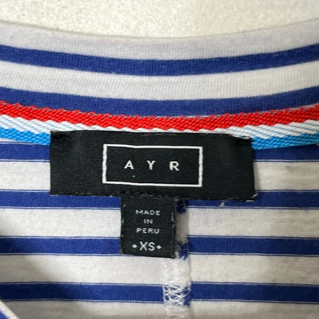AYR The Port Tee Women’s XS Blue White Stripe Long Sleeve Pima Cotton Casual - Image 10