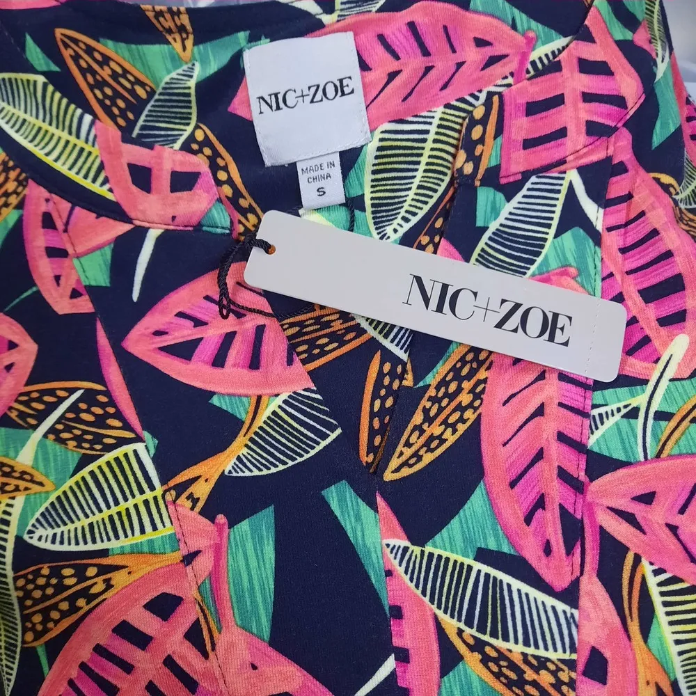 Nic+Zoe Canopy Tank Top Womens Small Black Pink Floral Sleeveless Blouse Shirt - Image 11