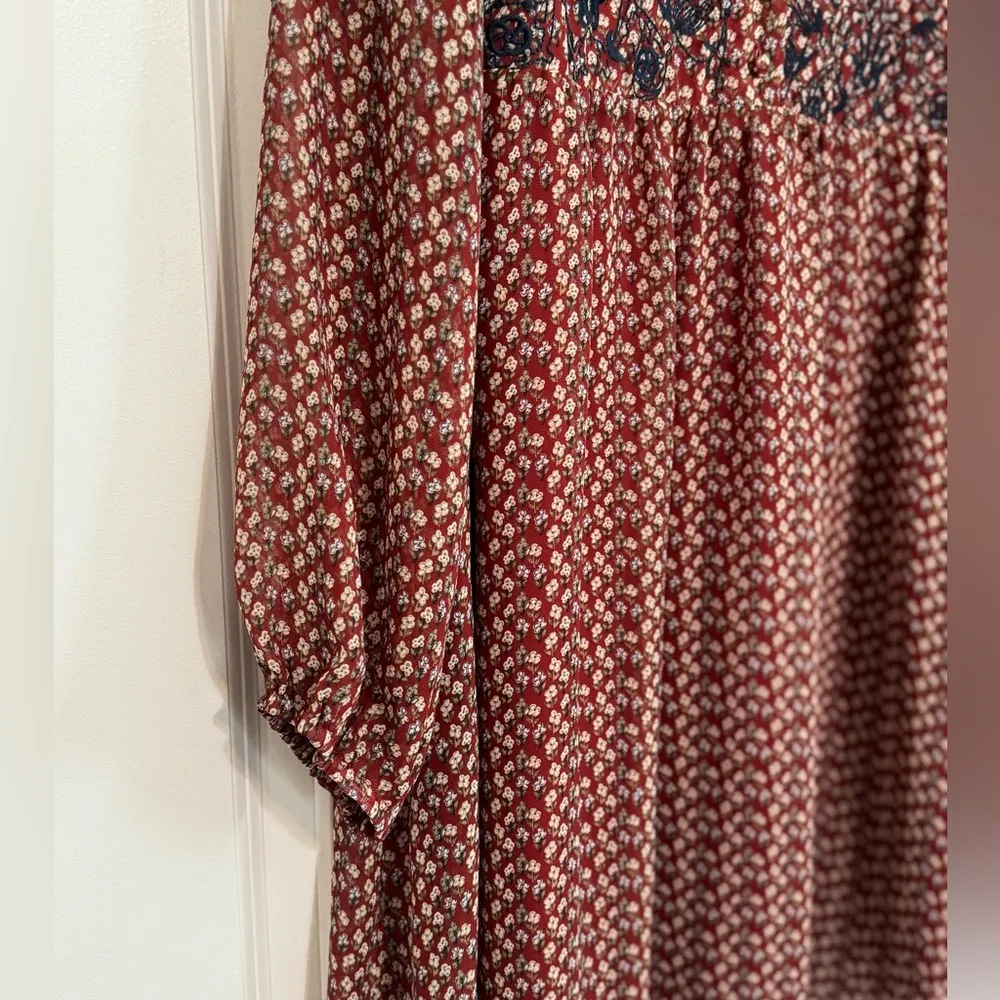 Women’s Jodifl Babydoll Long Sleeve Short Chiffon Peasant Mini Dress Size Medium - Image 5