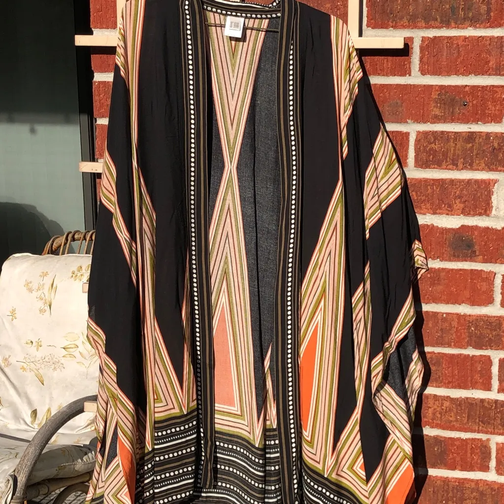 Geometric Kimono Robe / Cover Up Black Size undefined - Image 3