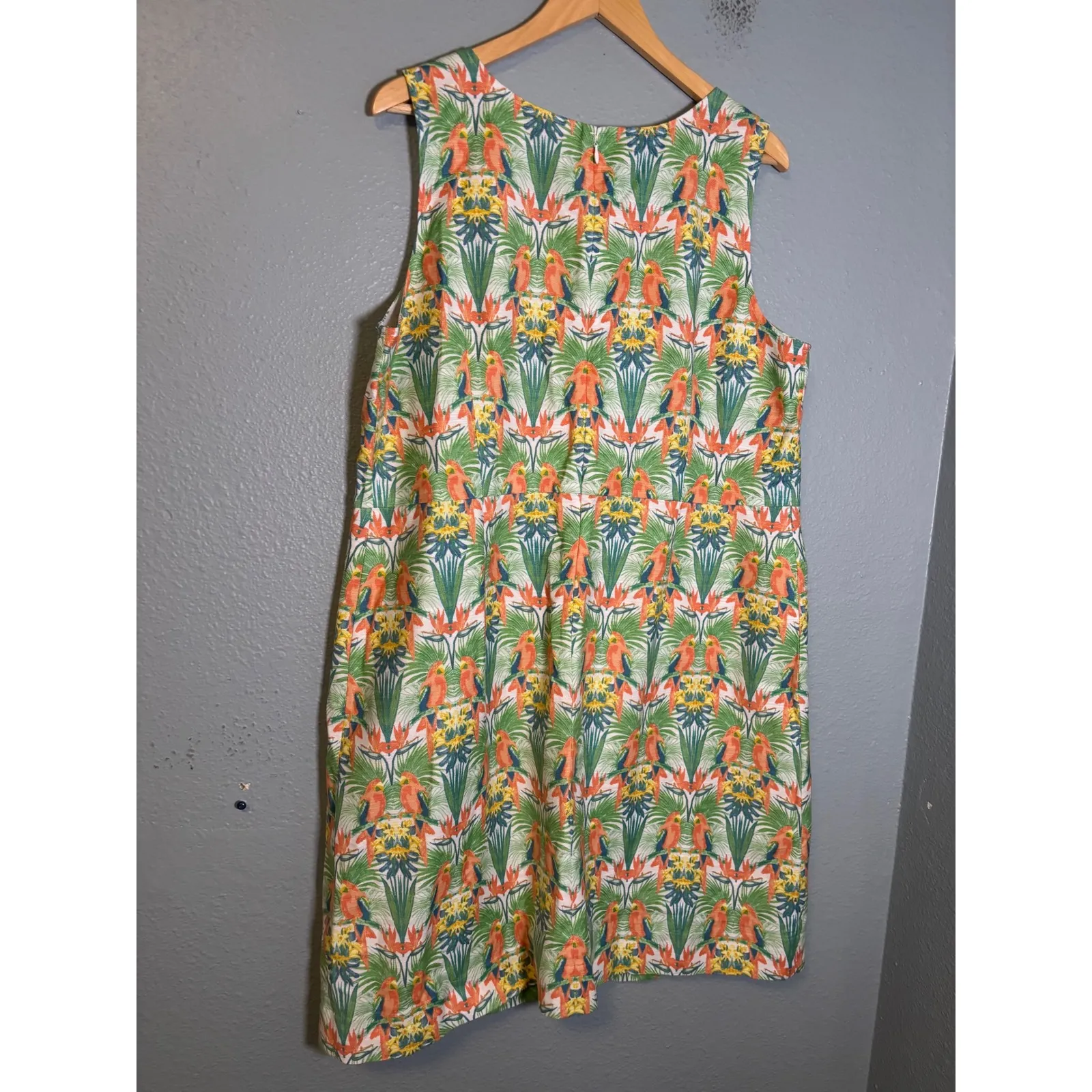 Talbots Tropical Bird Floral Print Sleeveless Shift Dress Size 18 Resort - Image 6