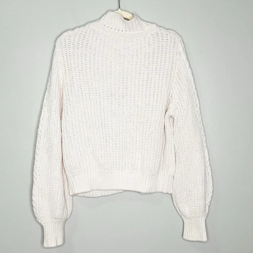 Kivari Womens Jumper Sweater Long Sleeve Mock Neck Knit Pullover White Large - Image 2