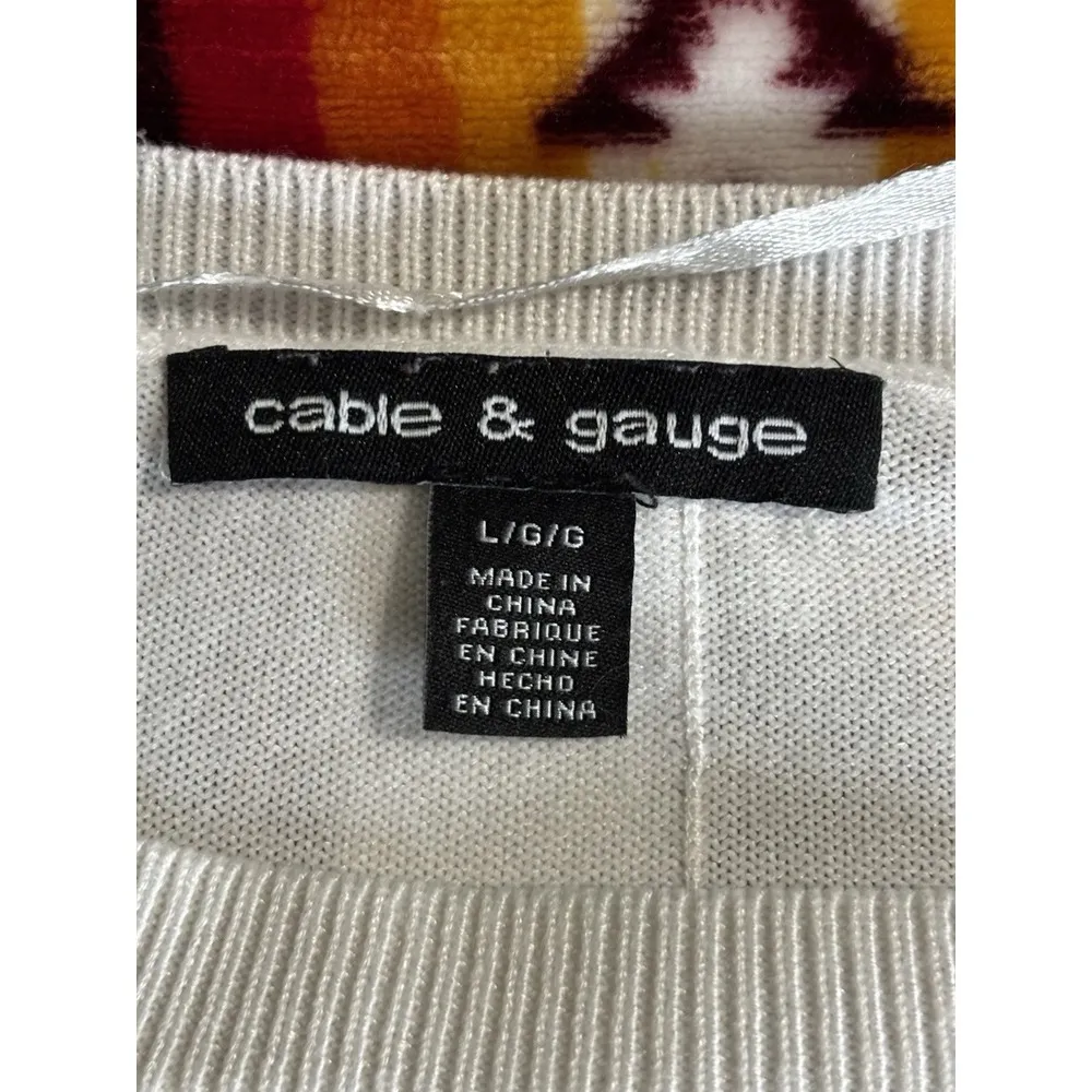 Cable & Gauge Black/White/Gray 3/4‎ Sleeve Sweater Button Back Size Large - Image 6