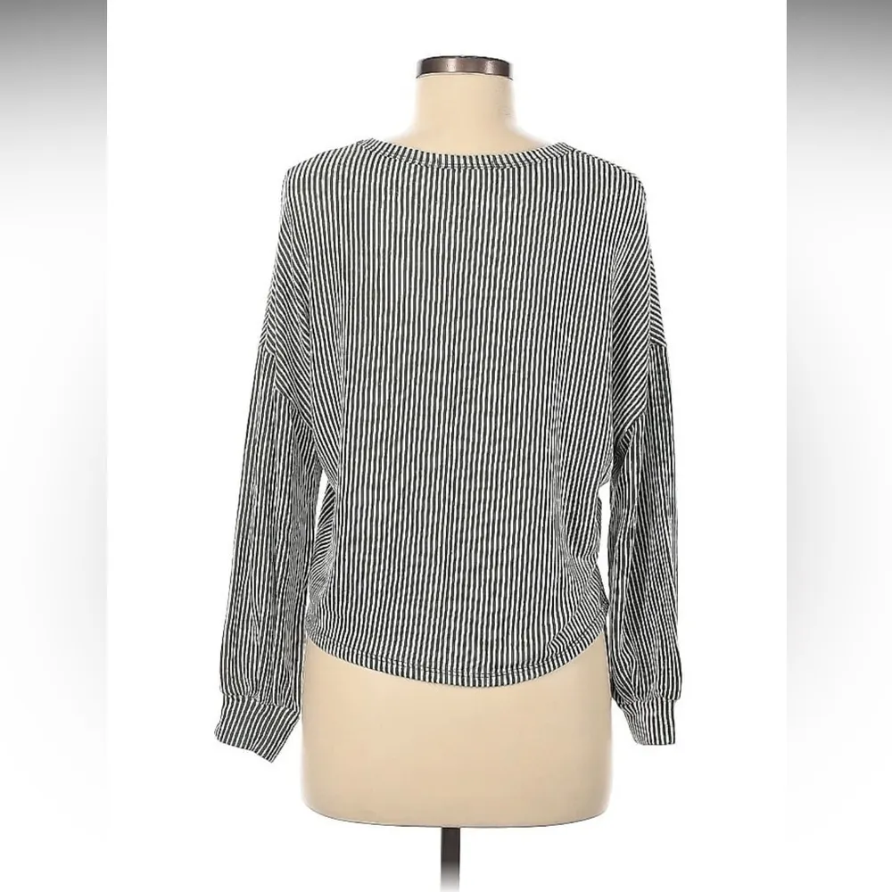 Caution to the Wind  Long Sleeve Top Olive White Stripes - Image 2