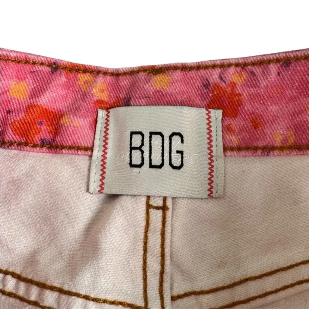 BDG Pink and Red Floral High-Rise Flare Jeans NWT - Image 7