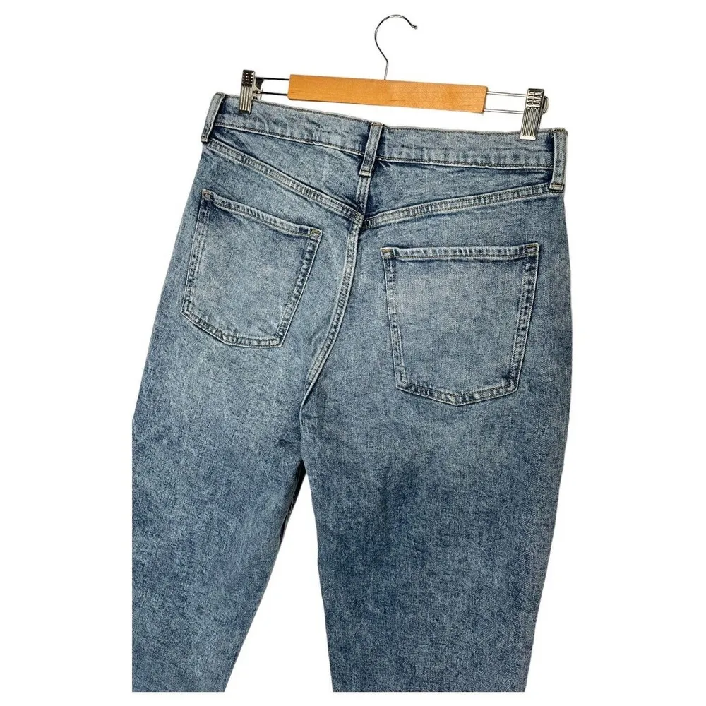 Old Navy Jeans Womens 14 Curvy High Waist Button Fly Sky Hi Straight Ripped Blue - Image 4