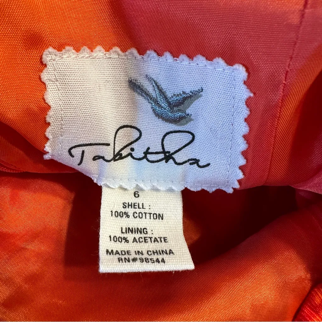 Tabitha Swallowtail Colorblock Orange Dress Sheath size 6 Cotton Sleeveless - Image 10