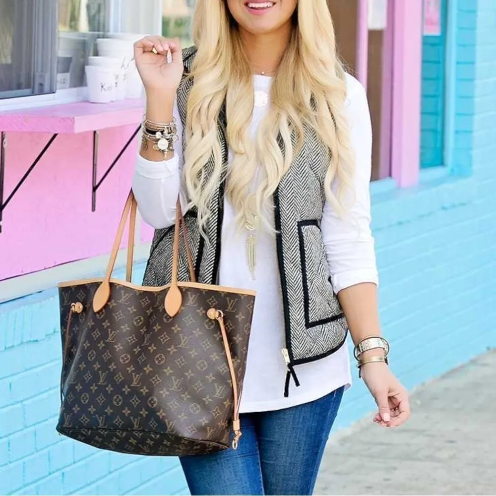 J. Crew Herringbone Quilted Puffer Vest XXS Black White Classic Preppy Oversized - Image 8