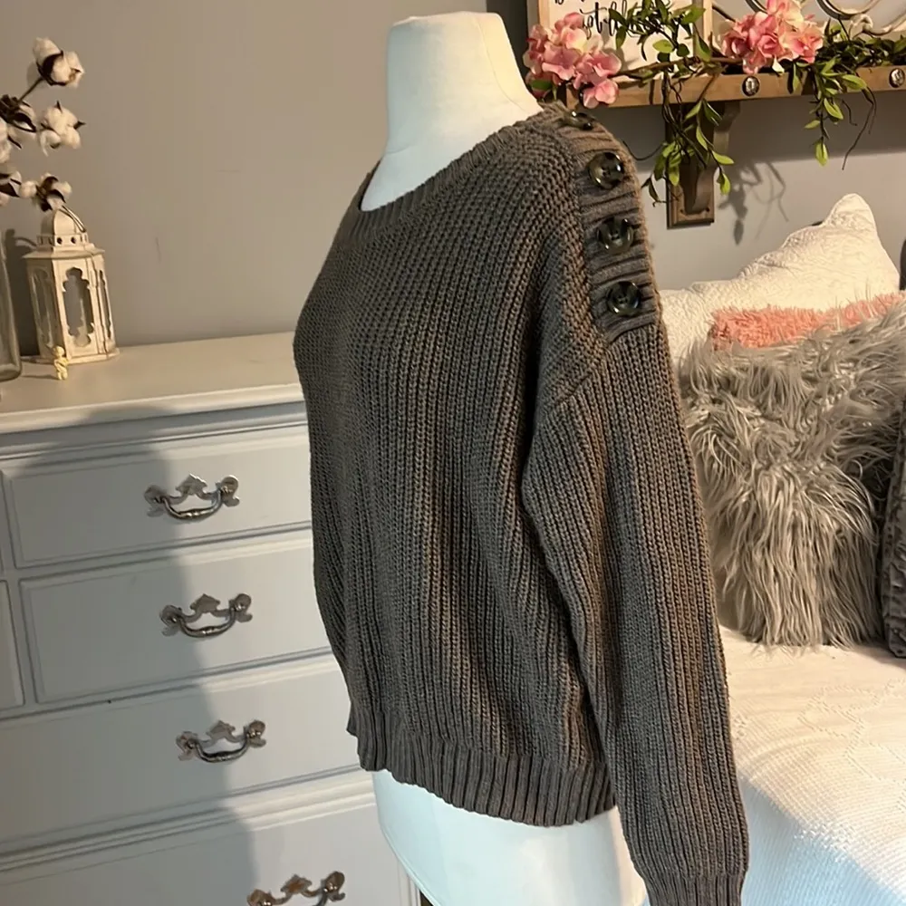 Pink Rose Brown Acrylic Sweater Cropped Crewneck Comfy Womens Medium - Image 7