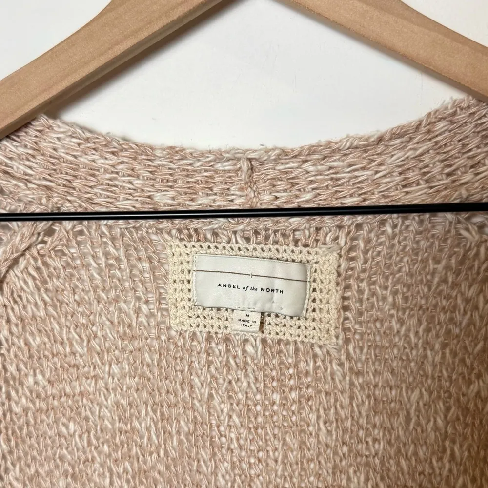 Anthropologie Angel of the North Long Blush Pink Mori Knit Cardigan 3 Button M Size M - Image 7