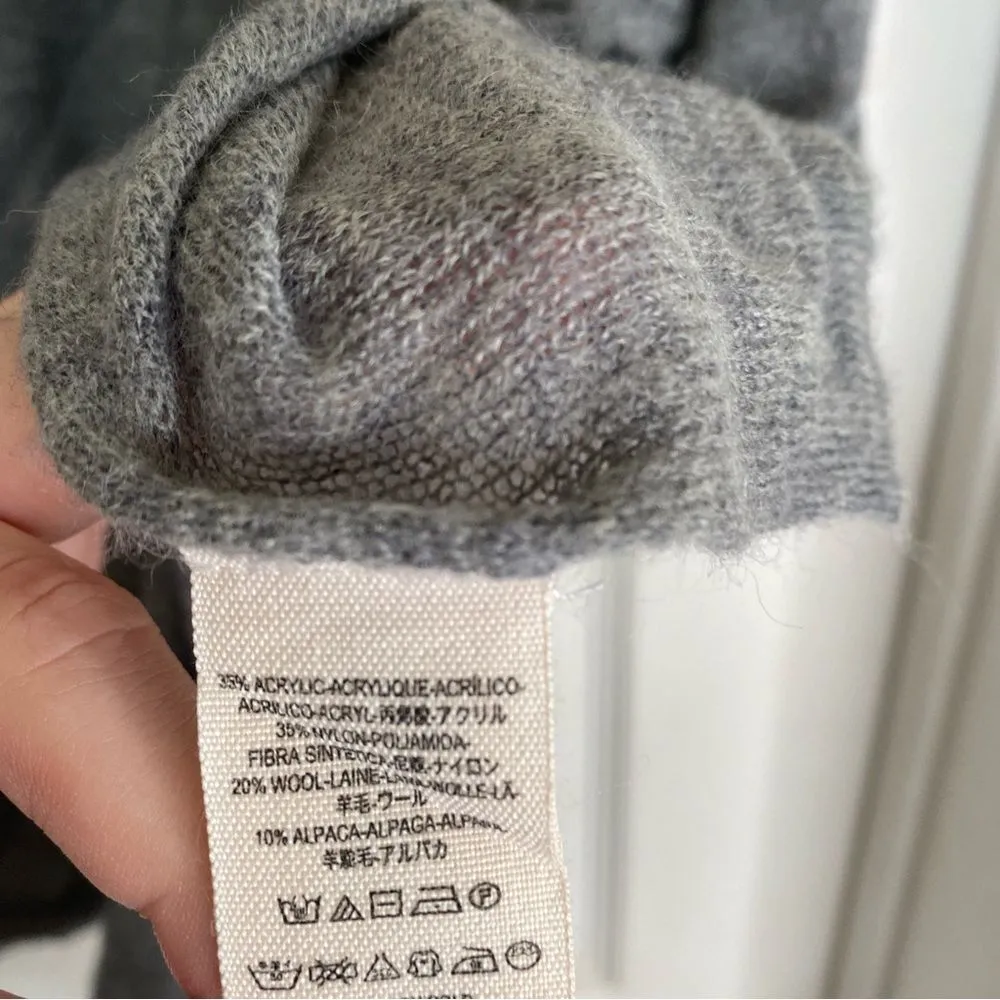 FREE PEOPLE Gray Sweater Wool Alpaca Lightweight Dolman Cut Out Size Extra Small - Image 7