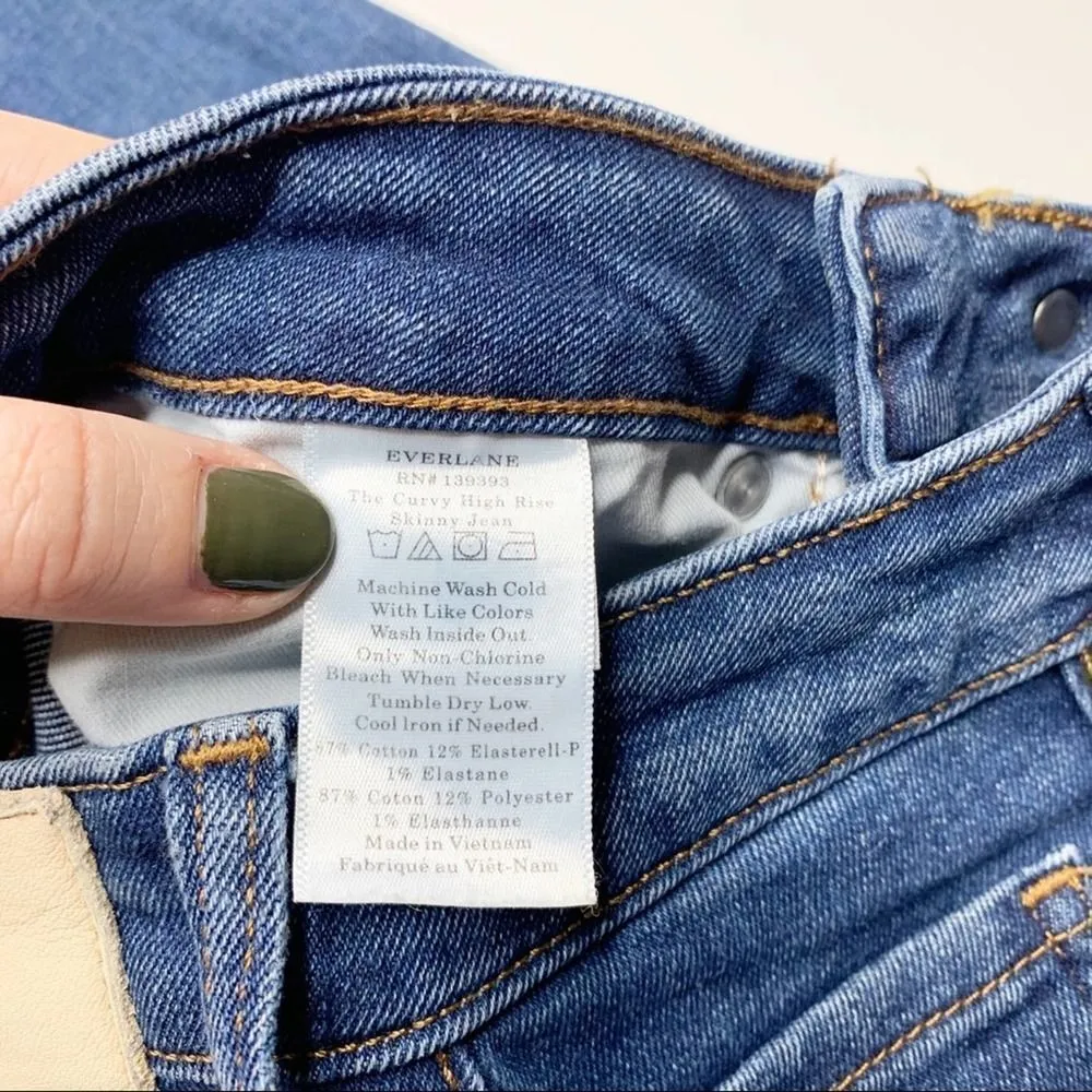 Everlane The Curvy High Rise Skinny Jeans Mid Blue Size 24 Stretch Dark Wash - Image 6