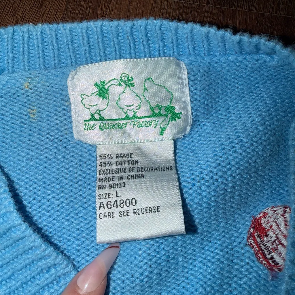 Quaker factory blue knit cherry embroidered bead sweater cardigan 
130$ casual - Image 6