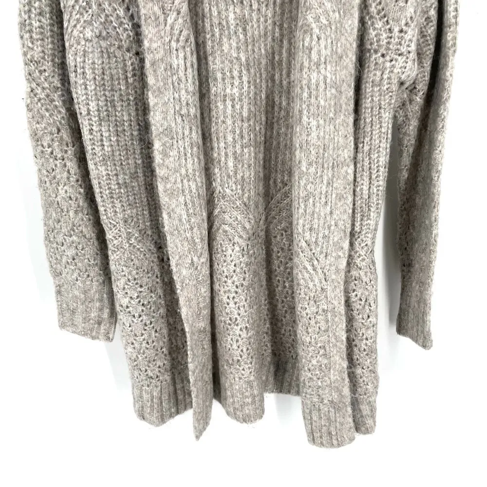 JOIE Gray Chunky Knit Pattern Open Front Longline Cardigan - Image 3