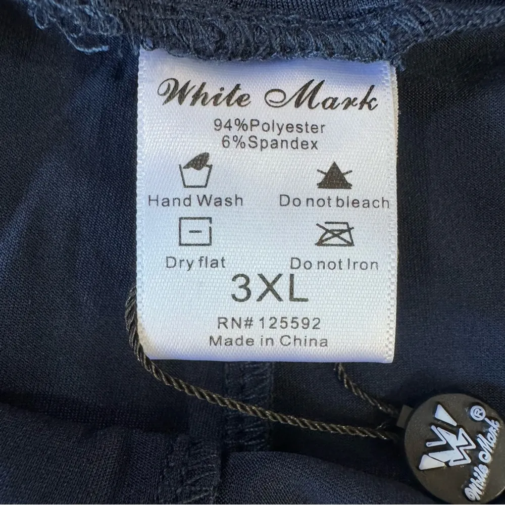 White Mark Navy Blue Straight Leg Yoga Pants with High Fold Over Waist Size 3XL - Image 6