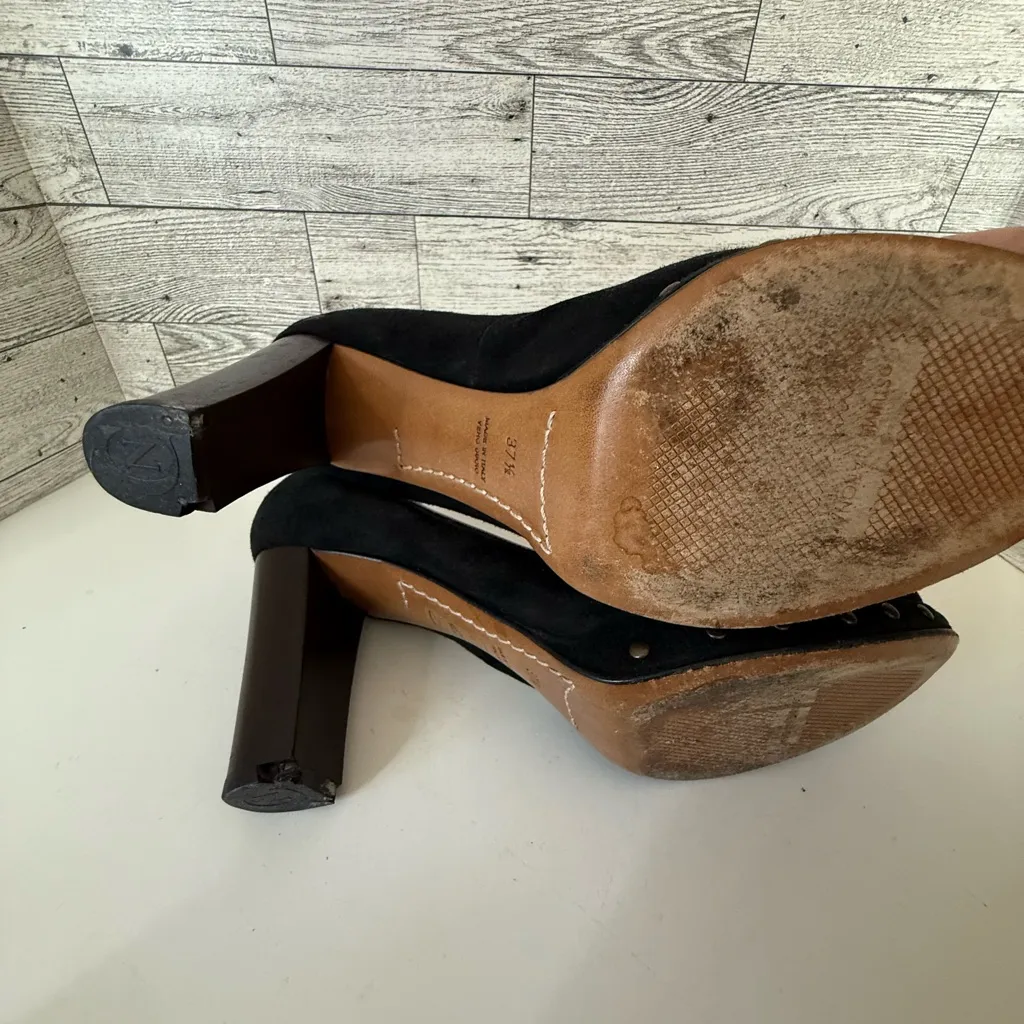 C'N'C Costume National Leather Heeled platform Pump Shoes 7.5 Black - Image 5