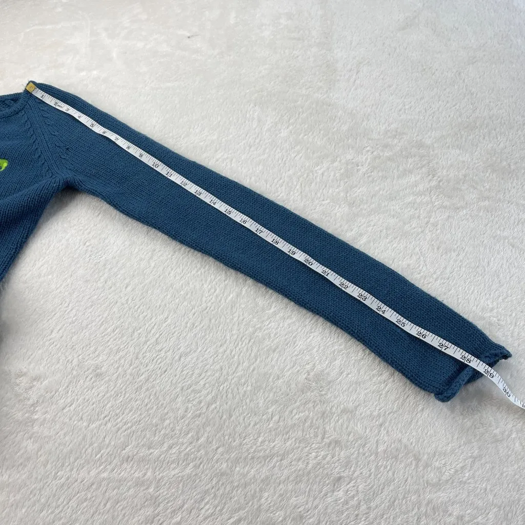 Vintage Y2K Energie Acrylic Stretch Knitted Sweater Womens Size M Blue Pocket - Image 7