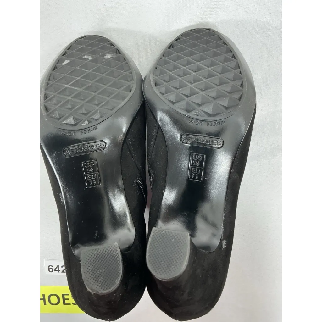 Womans NWOT Aerosoles Advertise Heel Rest Ankle Boots 9.5 M Black Side Zip Heel - Image 8