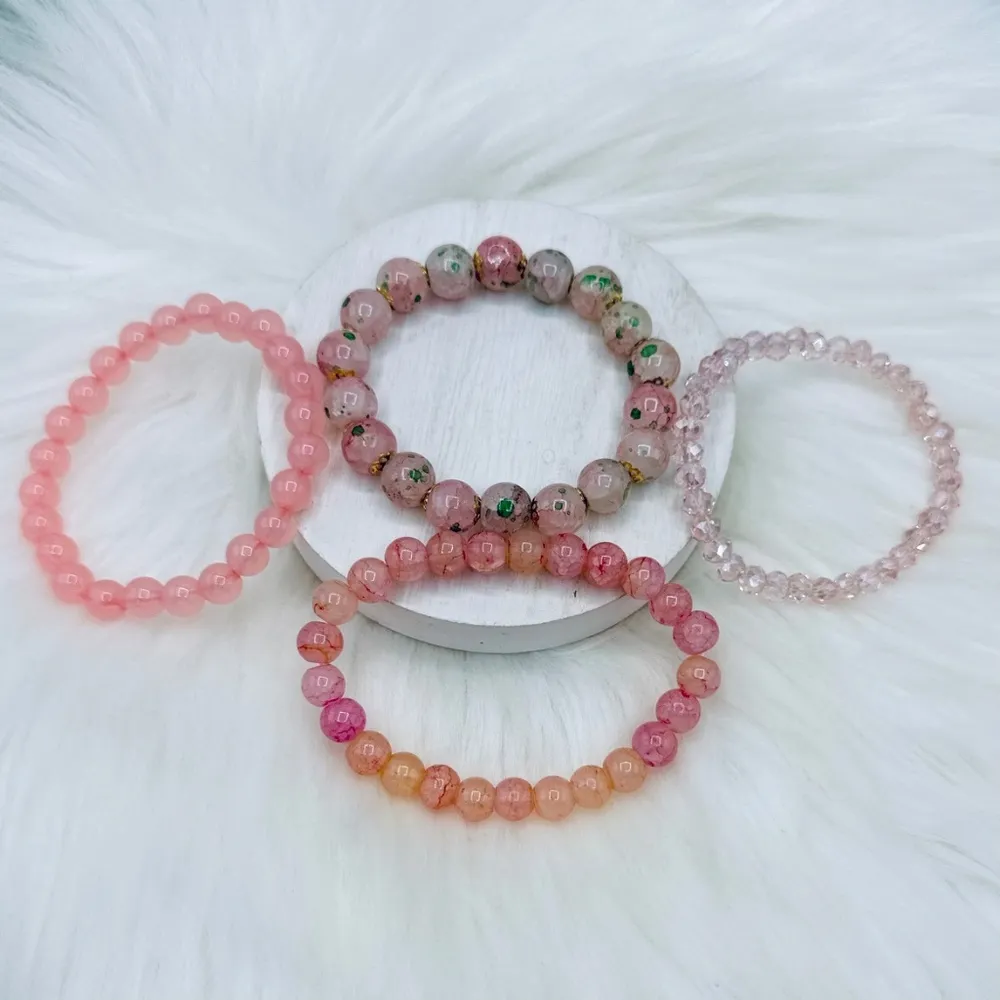 Cherry Blossom Arm Candy Beaded Bracelets Bundle Pink - Image 4