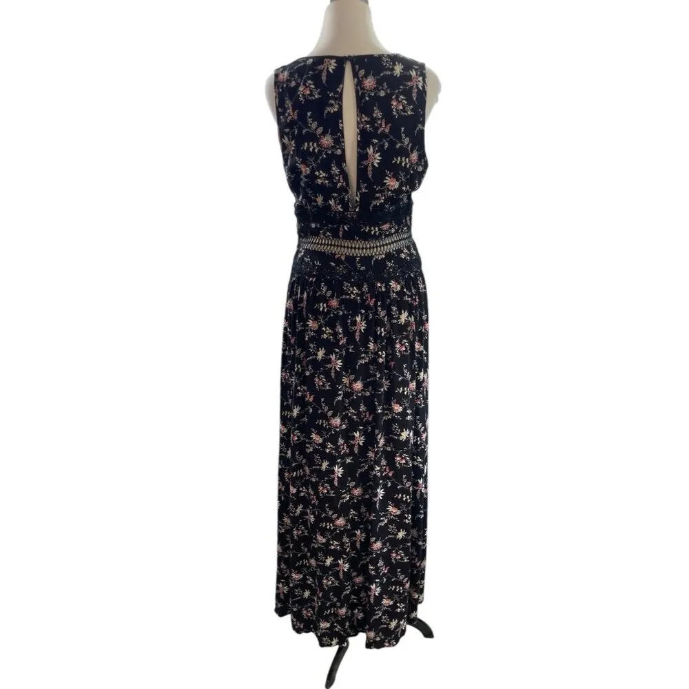 The Clothing Company Maxi Dress Womens Size L Black Floral Boho Hippie Festival - Image 4