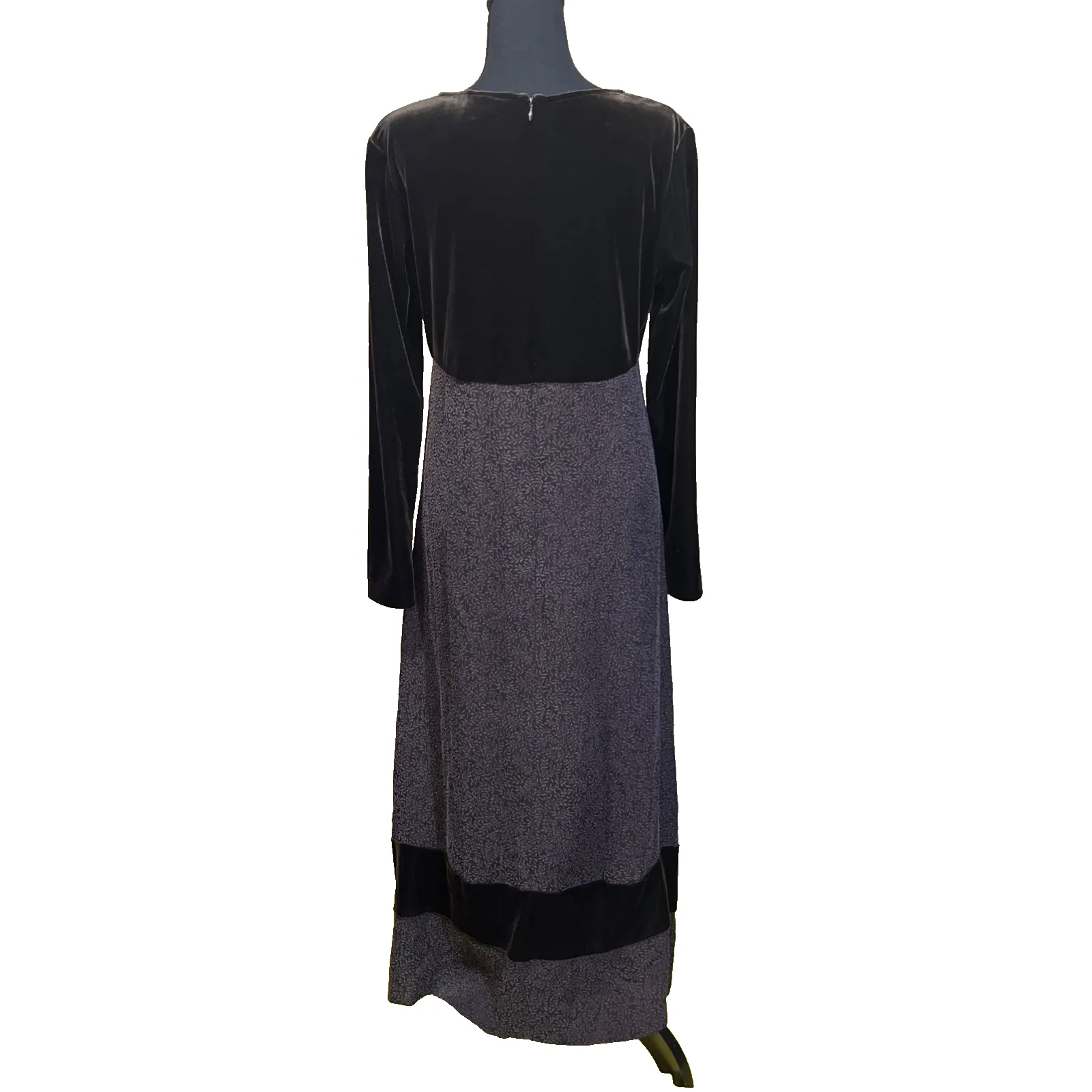 Vintage Coldwater Creek Velvet Chiffon Maxi Dress 8P Goblin Fairy Grunge Witchy - Image 2