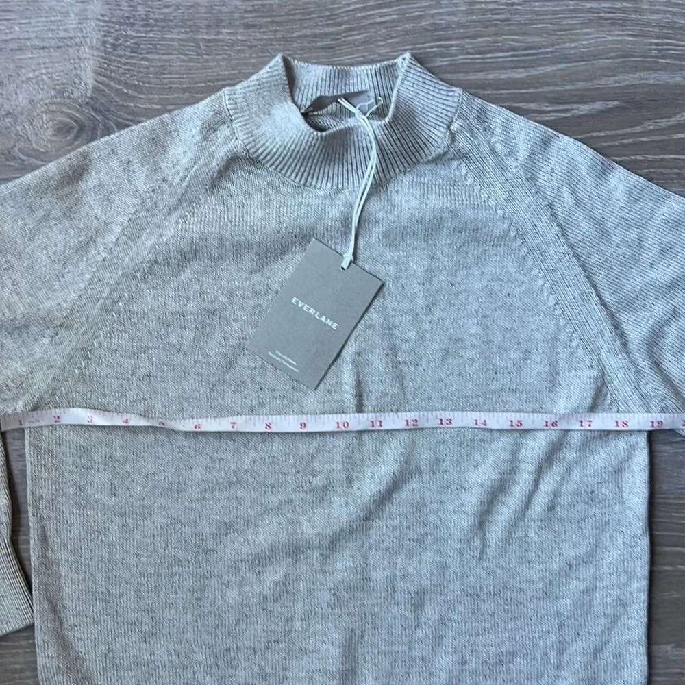 NEW Everlane The Cotton Mockneck Crop sweater heather gray - Image 7