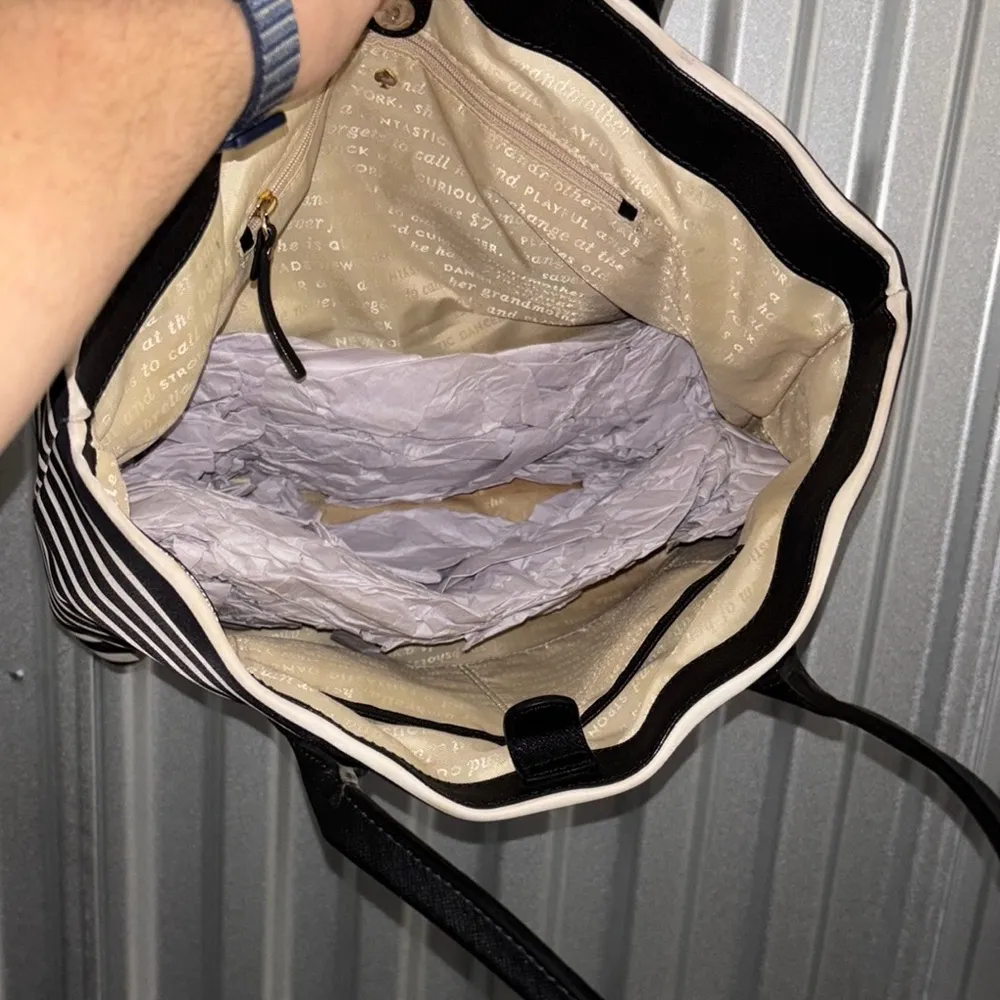 Kate Spade Black and White Striped Nautical Minimal Neutral Tote Handbag Purse - Image 5