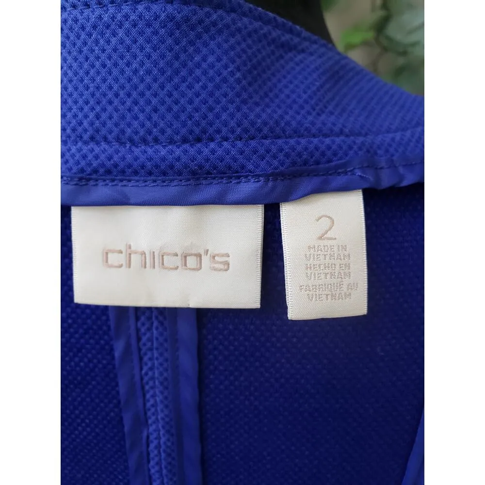 Chico's Jacket Women's Large Blue Stretch Rayon Blend Long Sleeve Crew Neck - Image 10