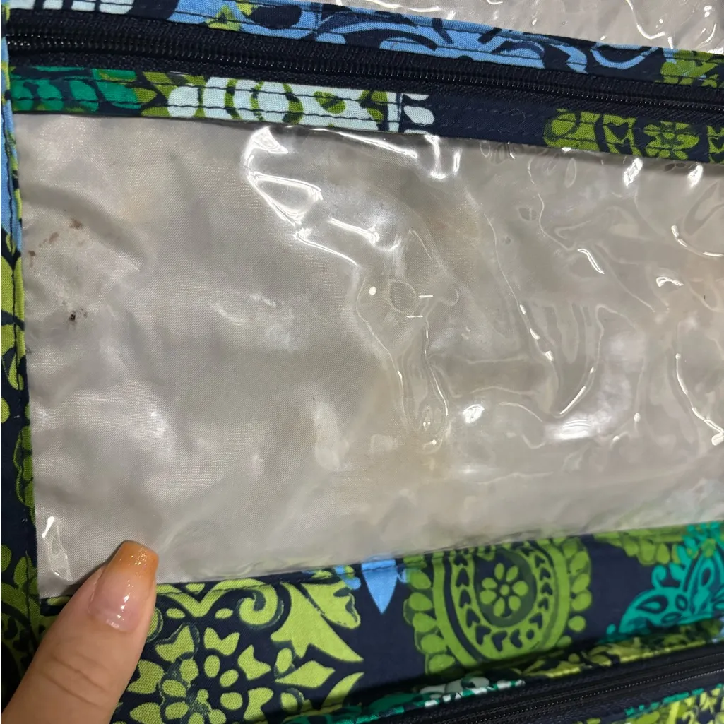 Vera Bradley Hanging Travel Bag Organizer Blue Green Paisley Damask - Image 2